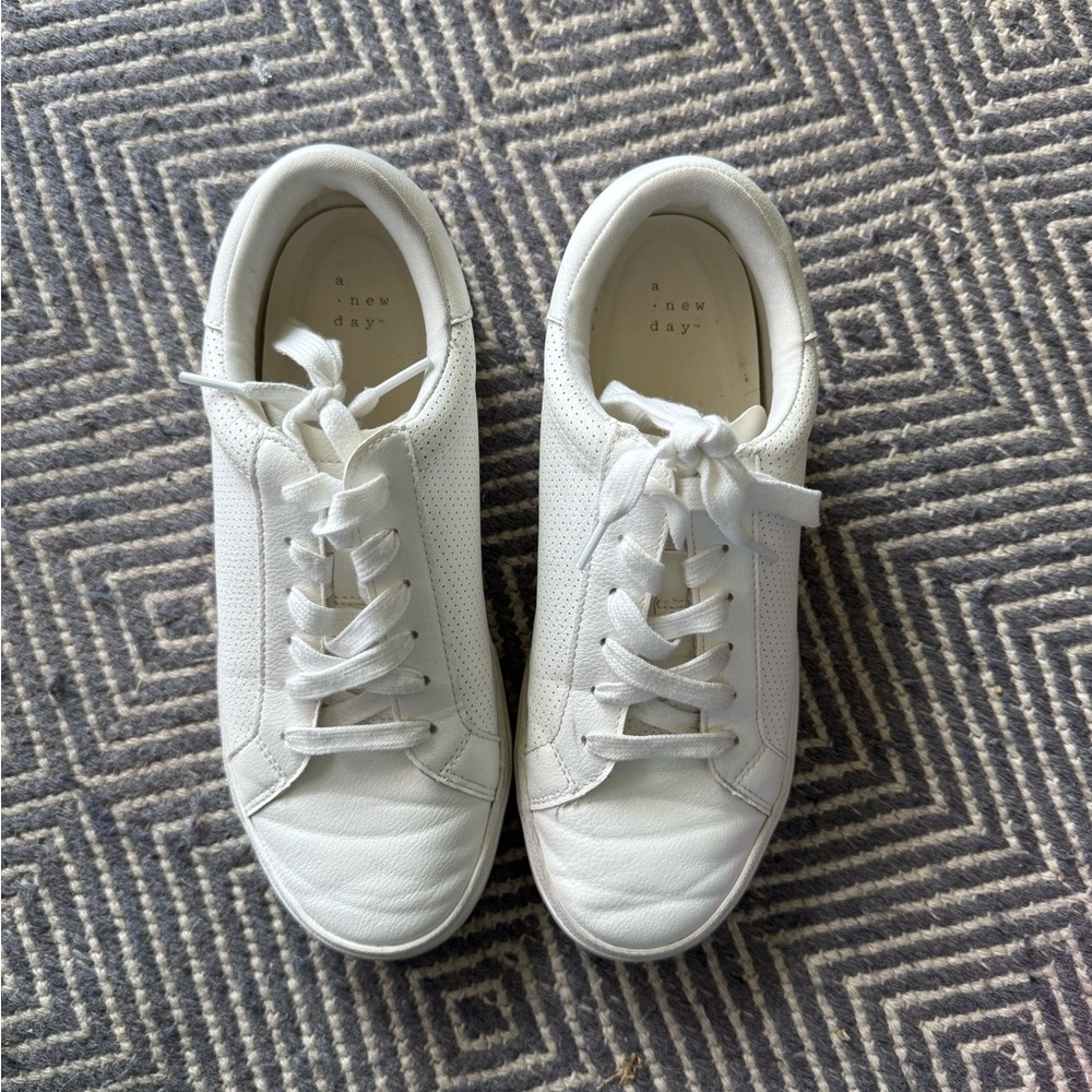 a new day White Perforated Low-Top Sneakers